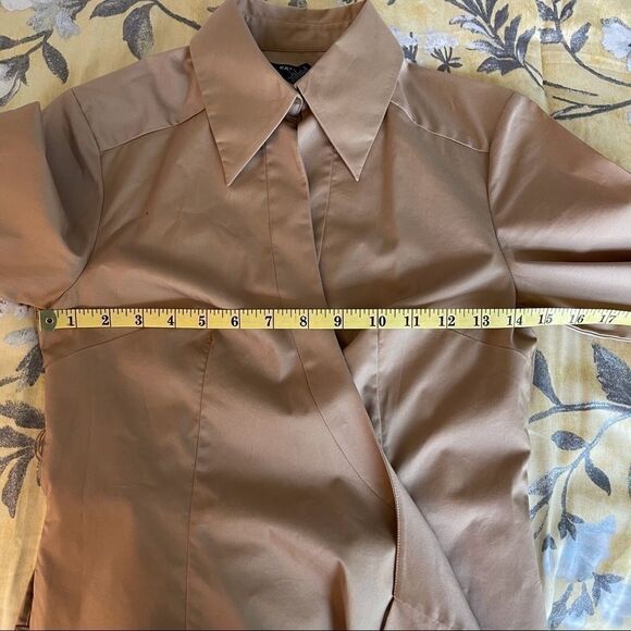 Express Sateen Wrap Top, Tan, Size 1/2 - Picture 6 of 9